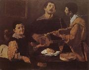 VELAZQUEZ, Diego Rodriguez de Silva y Three musician oil painting